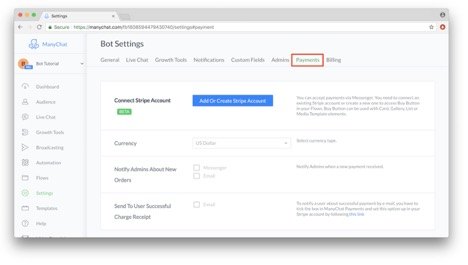 ManyChat Payments Feature Update
