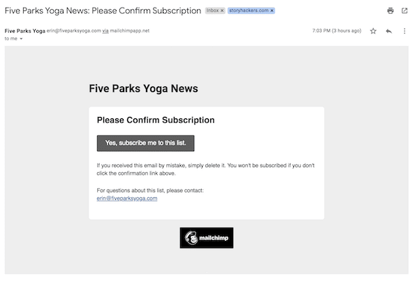 Five Parks Yoga Email List